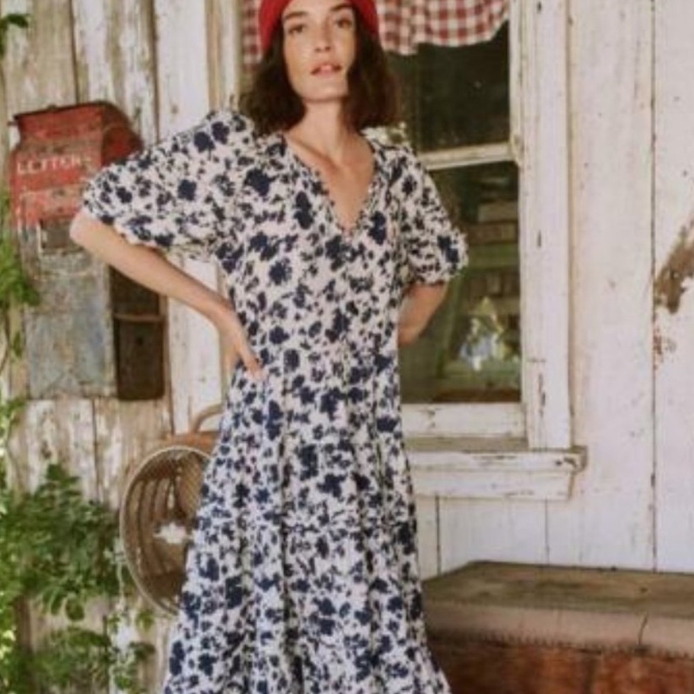 The Great Ravine The Pleated Floral Printed Cotton Midi Dress M-2